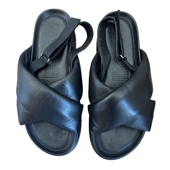 Silent D Anthropologie Pier Platform‎ Black Leather Sandal SZ: 37 EU 6.5-7 US - Picture 2 of 8